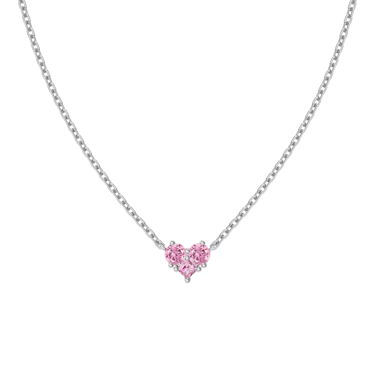 Dainty Heart Crystal Rhodium-Plated Necklace