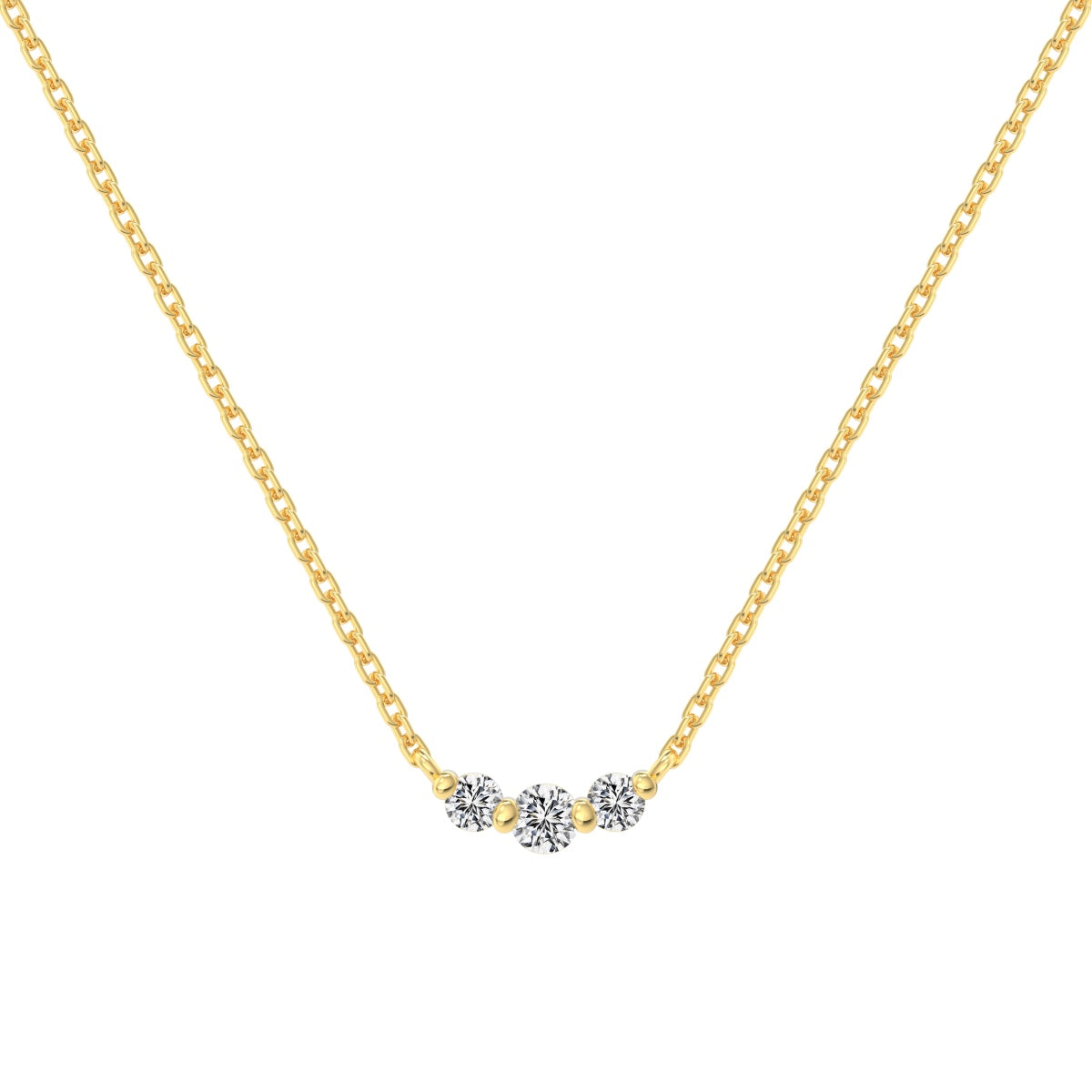 Minimalist Three Stone Rhodium-Plated Necklace