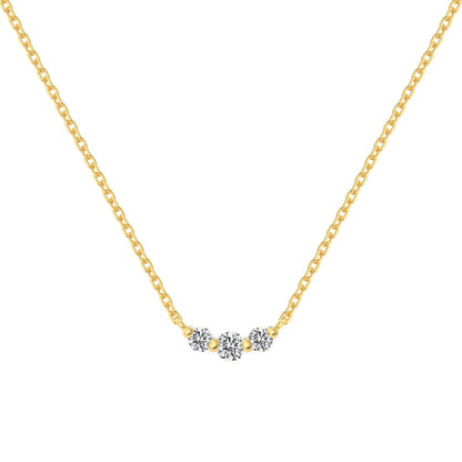 Minimalist Three Stone Rhodium-Plated Necklace