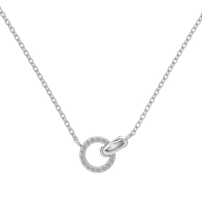 Double Round Rhodium-Plated Necklace