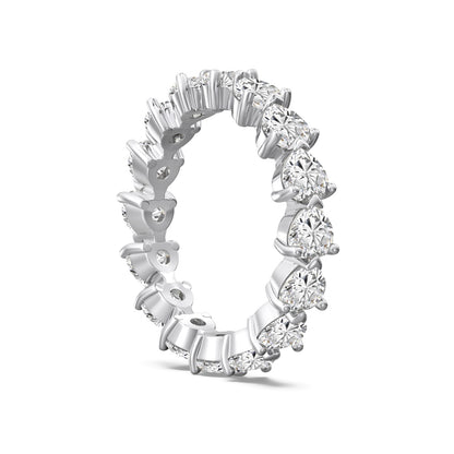 Row of Hearts Rhodium-Plated Ring
