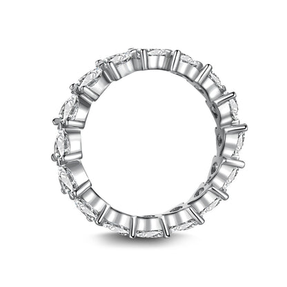 Row of Hearts Rhodium-Plated Ring