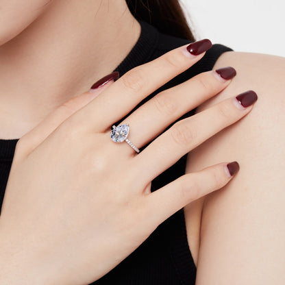 Pear Cut Rhodium-Plated Ring