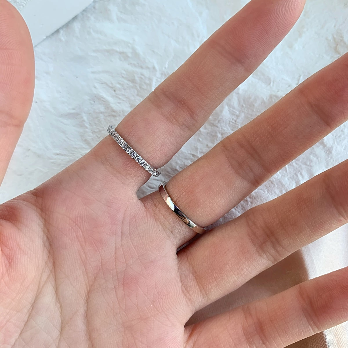 Minimalist Eternity Rhodium-Plated Ring