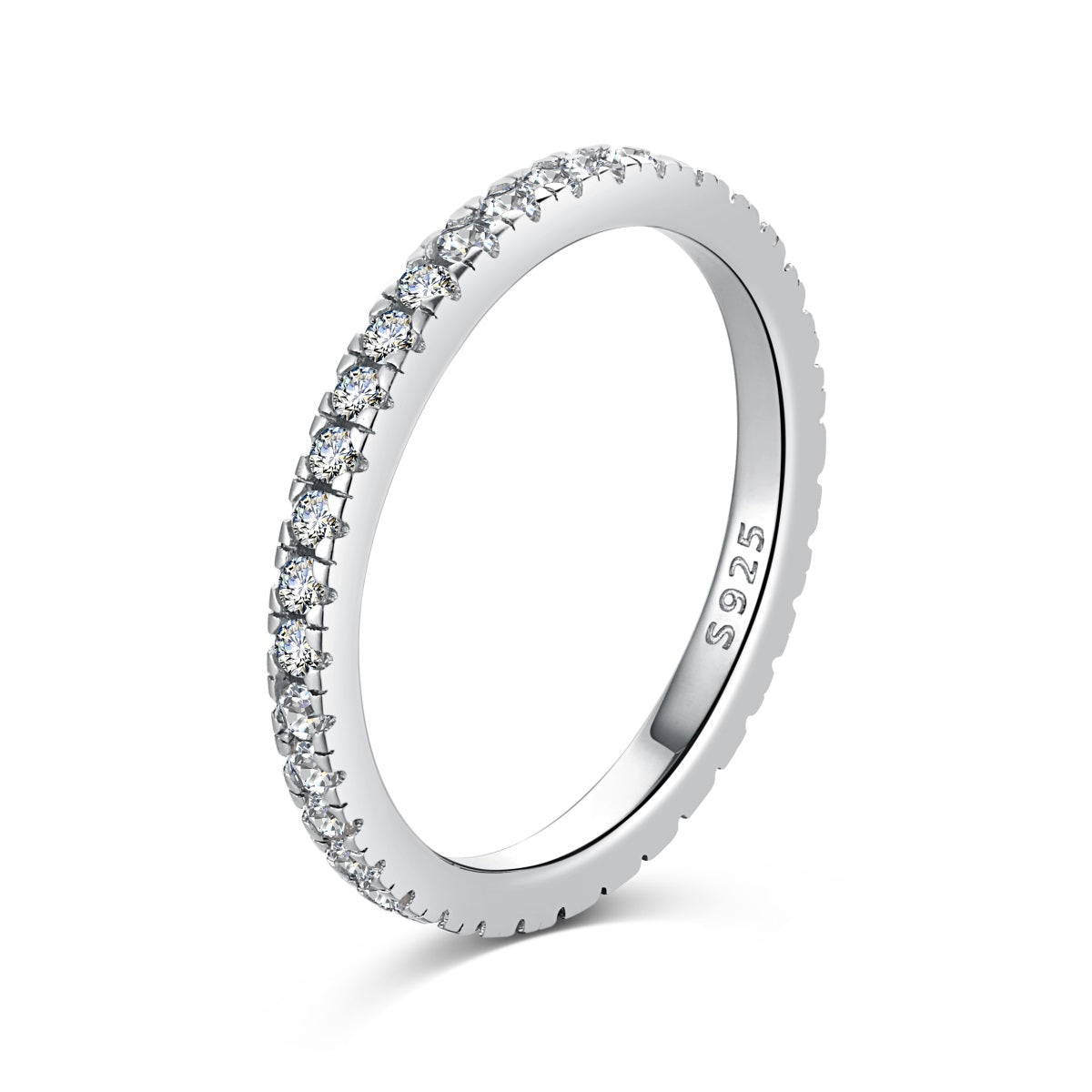 Minimalist Eternity Rhodium-Plated Ring