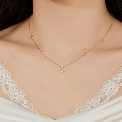 Donut Flower Station Rhodium-Plated Necklace