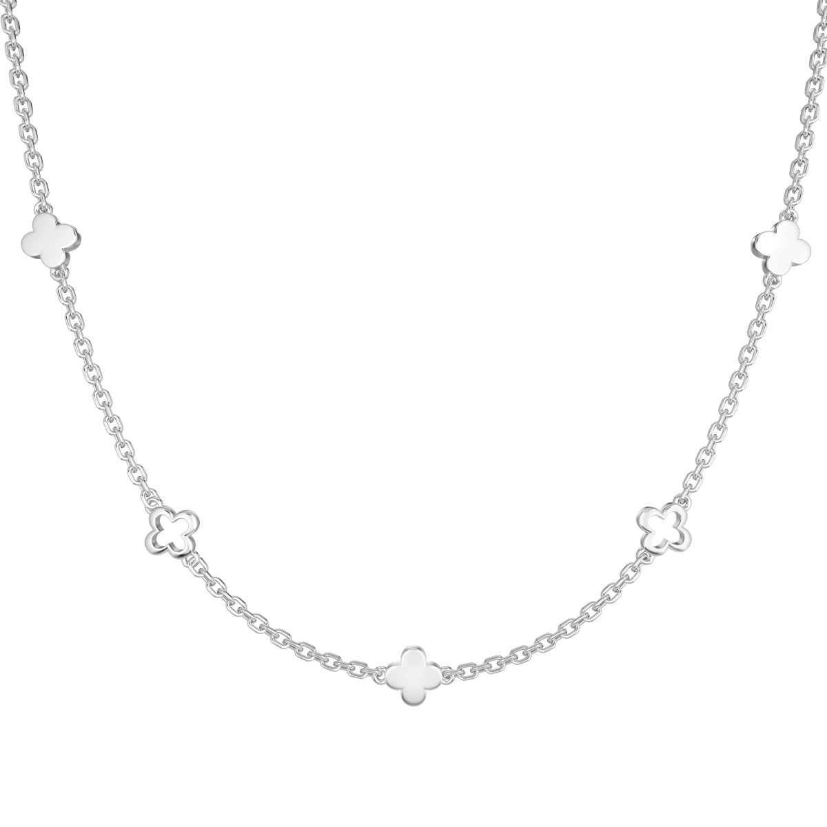 Flower Station Rhodium-Plated Necklace