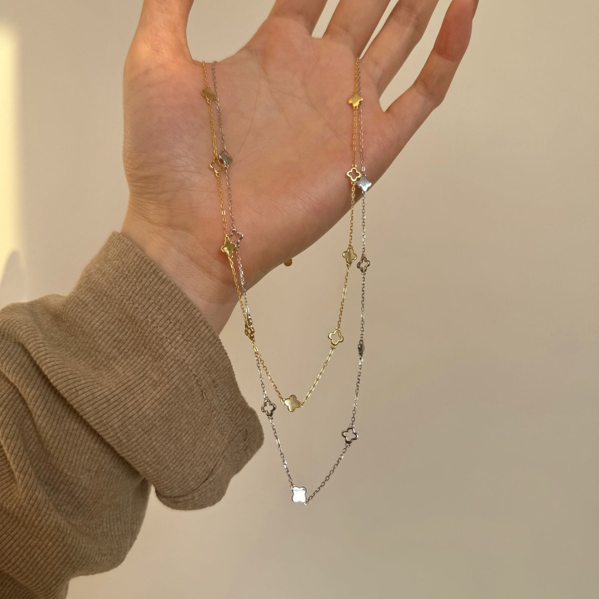 Flower Station Rhodium-Plated Necklace