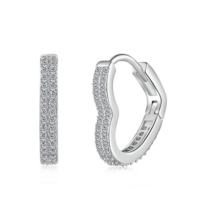 Heart-Shaped Rhodium-Plated Hoop Earrings