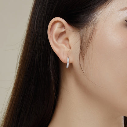 Heart-Shaped Rhodium-Plated Hoop Earrings