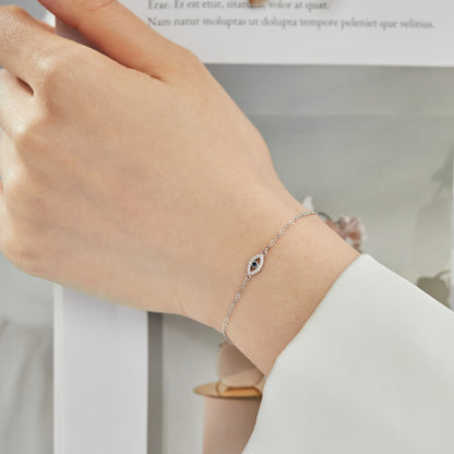 Minimalist Evil Eye Rhodium-Plated Bracelet
