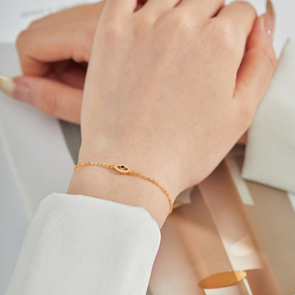 Minimalist Evil Eye Rhodium-Plated Bracelet