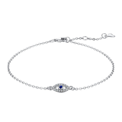 Minimalist Evil Eye Rhodium-Plated Bracelet