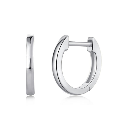 Plain Silver Rhodium-Plated Hoop Earrings