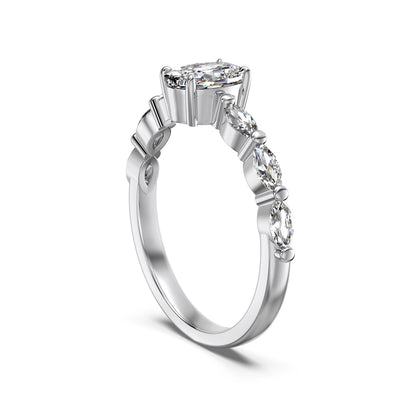 Minimalist Oval Cut Rhodium-Plated Ring