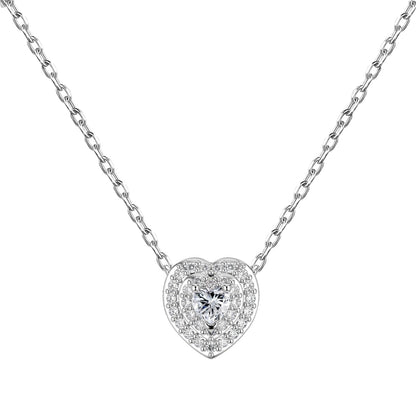 Minimalist Heart Halo Rhodium-Plated Necklace