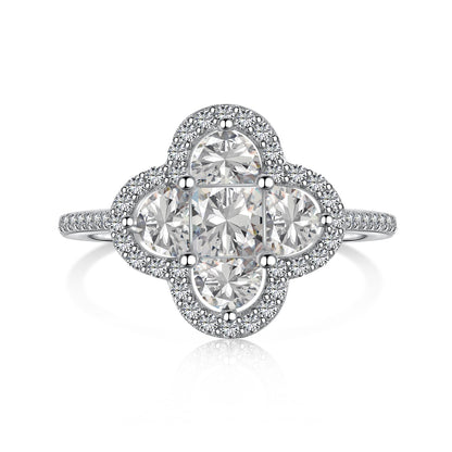 Four-Leaf Clover Rhodium-Plated Ring
