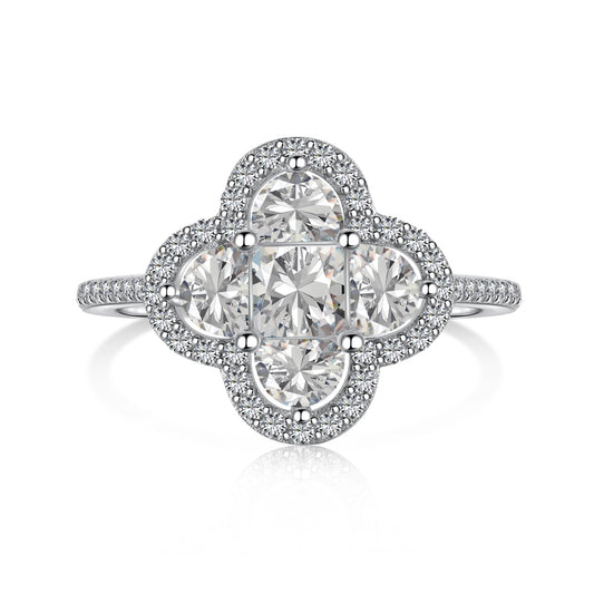 Four-Leaf Clover Rhodium-Plated Ring