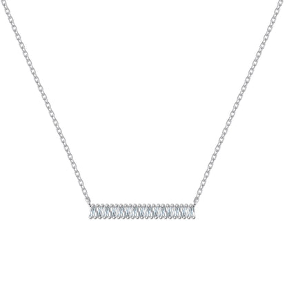 Crystal Bar Rhodium-Plated Necklace