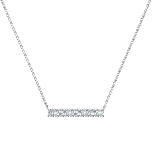 Crystal Bar Rhodium-Plated Necklace