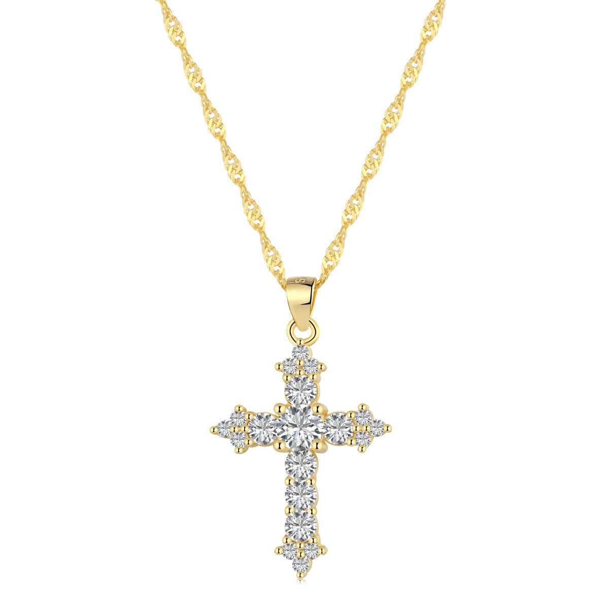 Crystal Cross Rhodium-Plated Necklace