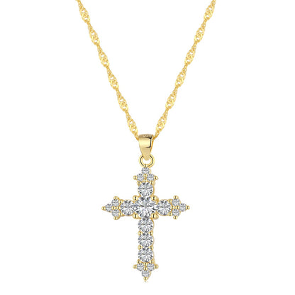 Crystal Cross Rhodium-Plated Necklace