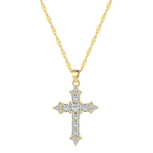 Crystal Cross Rhodium-Plated Necklace