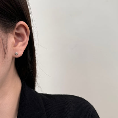 Round Moissanite Rhodium-Plated Stud Earrings