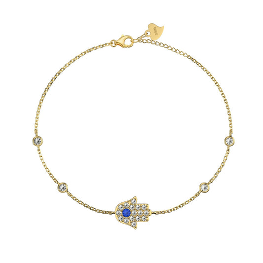Gold-Plated Hamsa Evil Eye Rhodium-Plated Bracelet