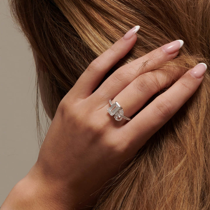 You and Me Rhodium-Plated Ring