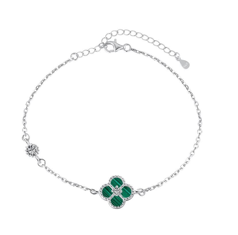 Emerald Clover Rhodium-Plated Bracelet