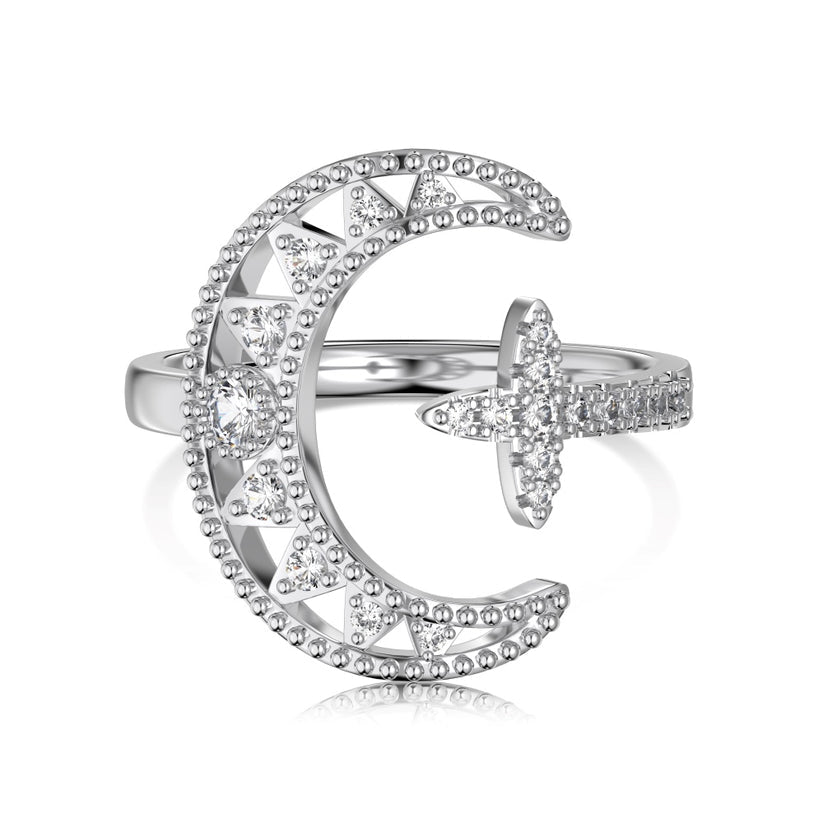 Moon Crystal Rhodium-Plated Ring