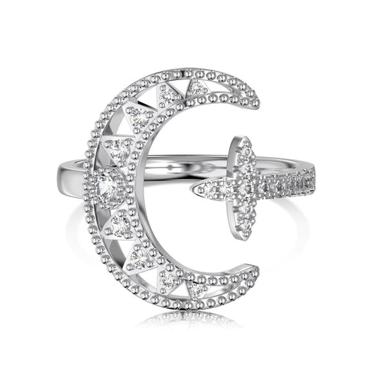 Moon Crystal Rhodium-Plated Ring