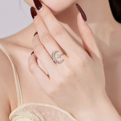 Moon Crystal Rhodium-Plated Ring
