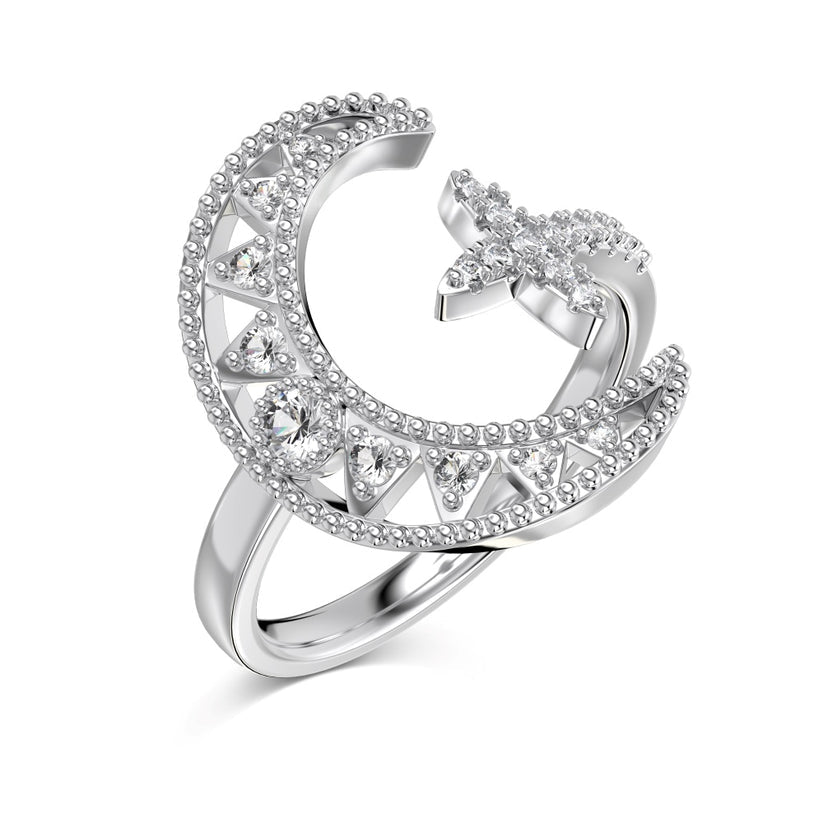 Moon Crystal Rhodium-Plated Ring