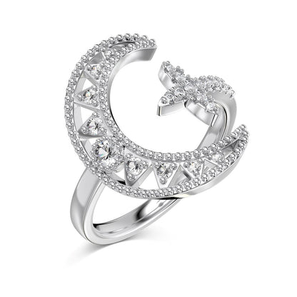 Moon Crystal Rhodium-Plated Ring