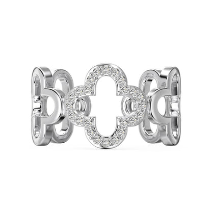 Open Clover Rhodium-Plated Ring