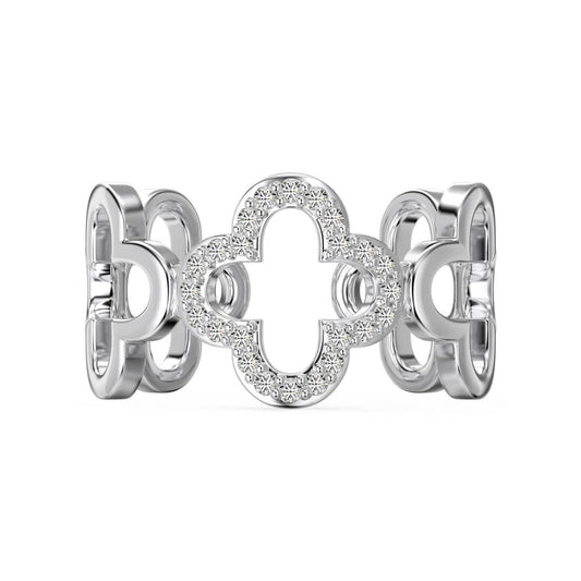 Open Clover Rhodium-Plated Ring