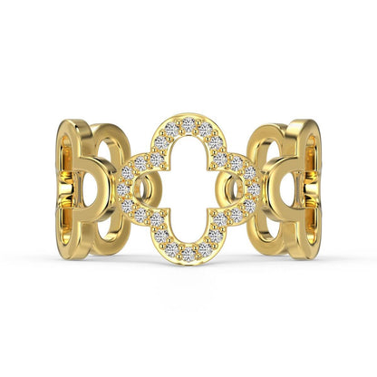 Open Clover Rhodium-Plated Ring