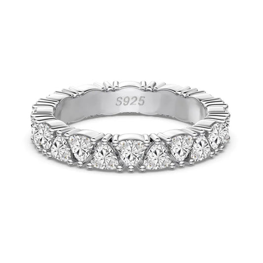 Pear Crystal Eternity Rhodium-Plated Ring