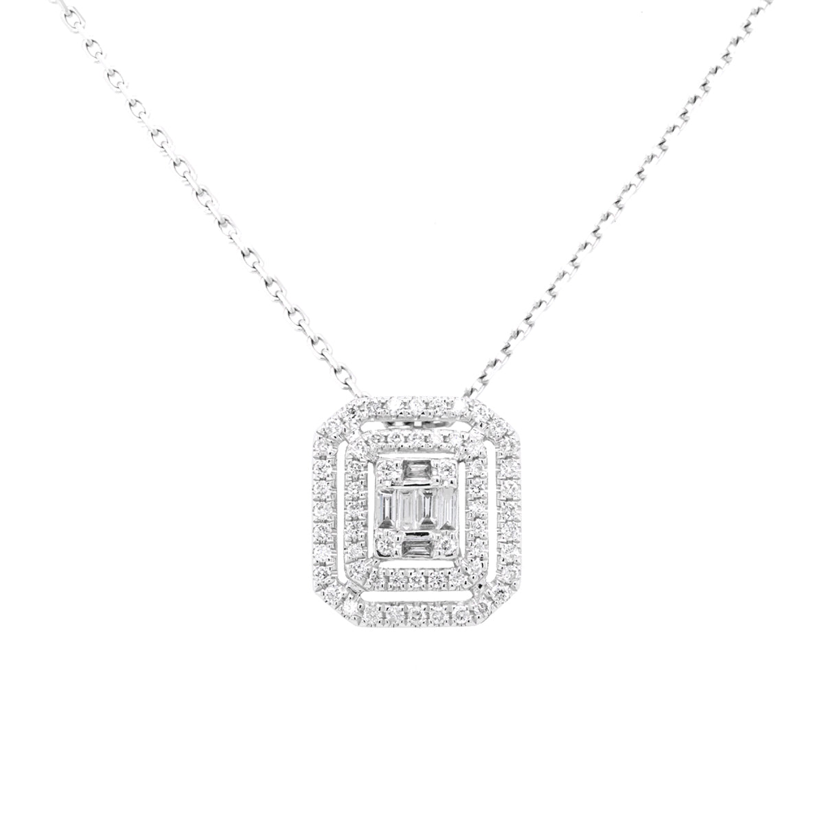 8A Emerald Halo Rhodium-Plated Necklace