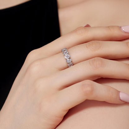 Oval Bezel Eternity Rhodium-Plated Ring