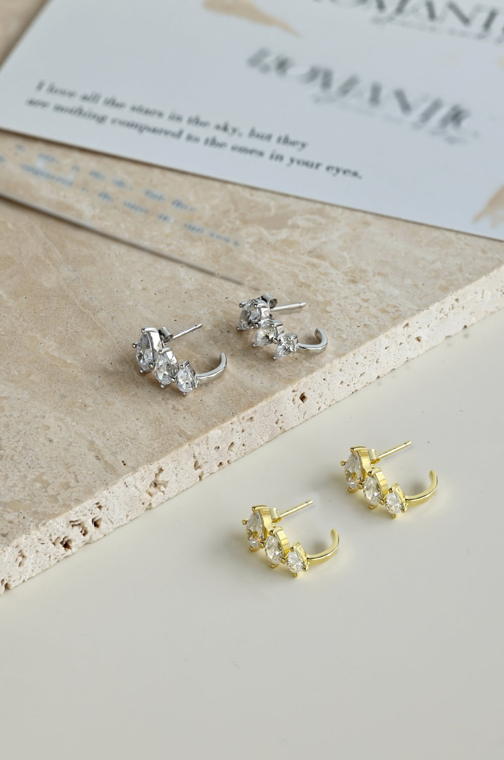 Crystal C Rhodium-Plated Hoop Stud Earrings