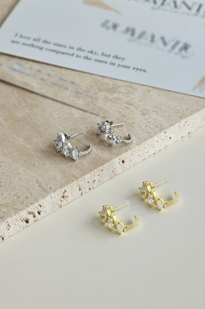 Crystal C Rhodium-Plated Hoop Stud Earrings