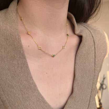 Clover Open Station Rhodium-Plated Necklace