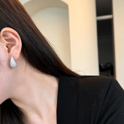 Teardrop Crystal Rhodium-Plated Stud Earrings