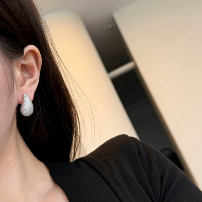 Teardrop Crystal Rhodium-Plated Stud Earrings