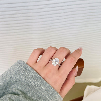 8A Oval Big Rhodium-Plated Ring