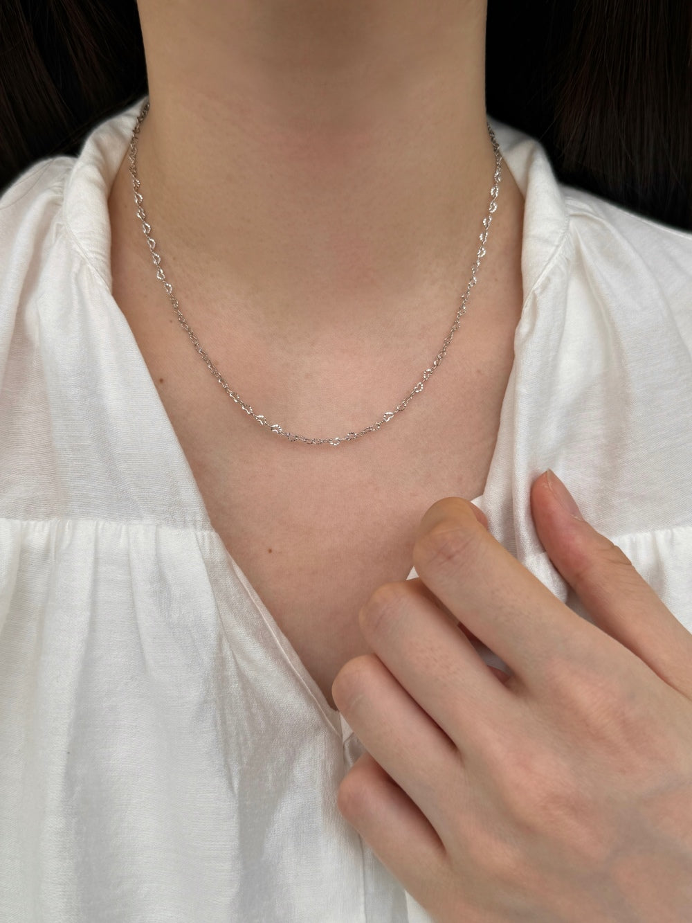 Heart Chain Rhodium-Plated Necklace