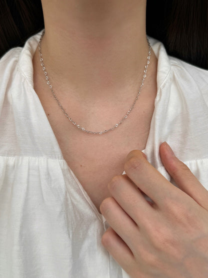 Heart Chain Rhodium-Plated Necklace